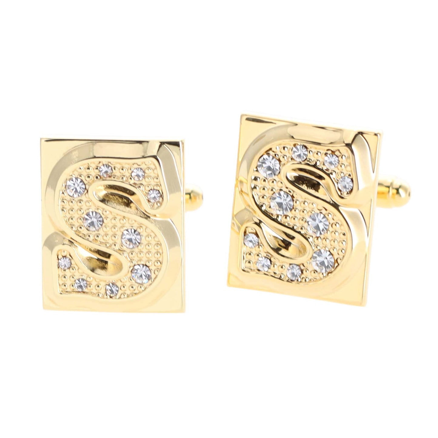 Vittorio Vico Rhinestone Initial Cufflinks in Gift Box - Suits You Sir - Gold - S