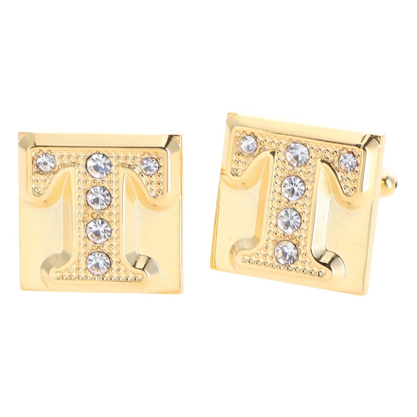 Vittorio Vico Rhinestone Initial Cufflinks in Gift Box - Suits You Sir - Gold - T