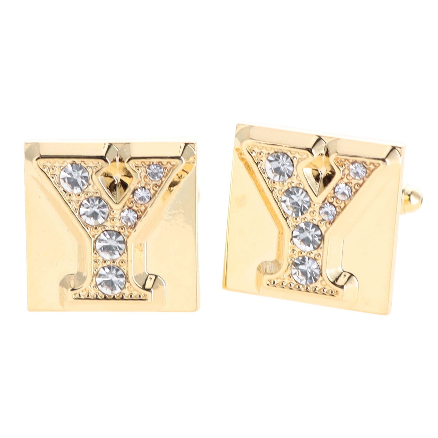 Vittorio Vico Rhinestone Initial Cufflinks in Gift Box - Suits You Sir - Gold - Y