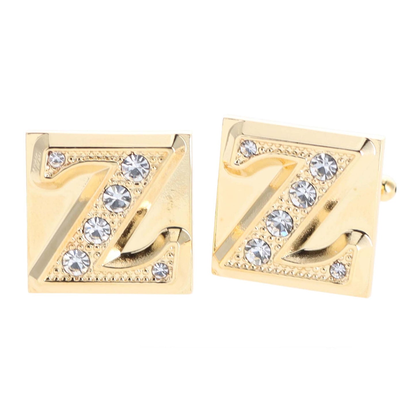 Vittorio Vico Rhinestone Initial Cufflinks in Gift Box - Suits You Sir - Gold - Z
