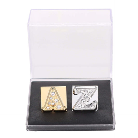 Vittorio Vico Rhinestone Initial Cufflinks in Gift Box - Suits You Sir - Silver - A