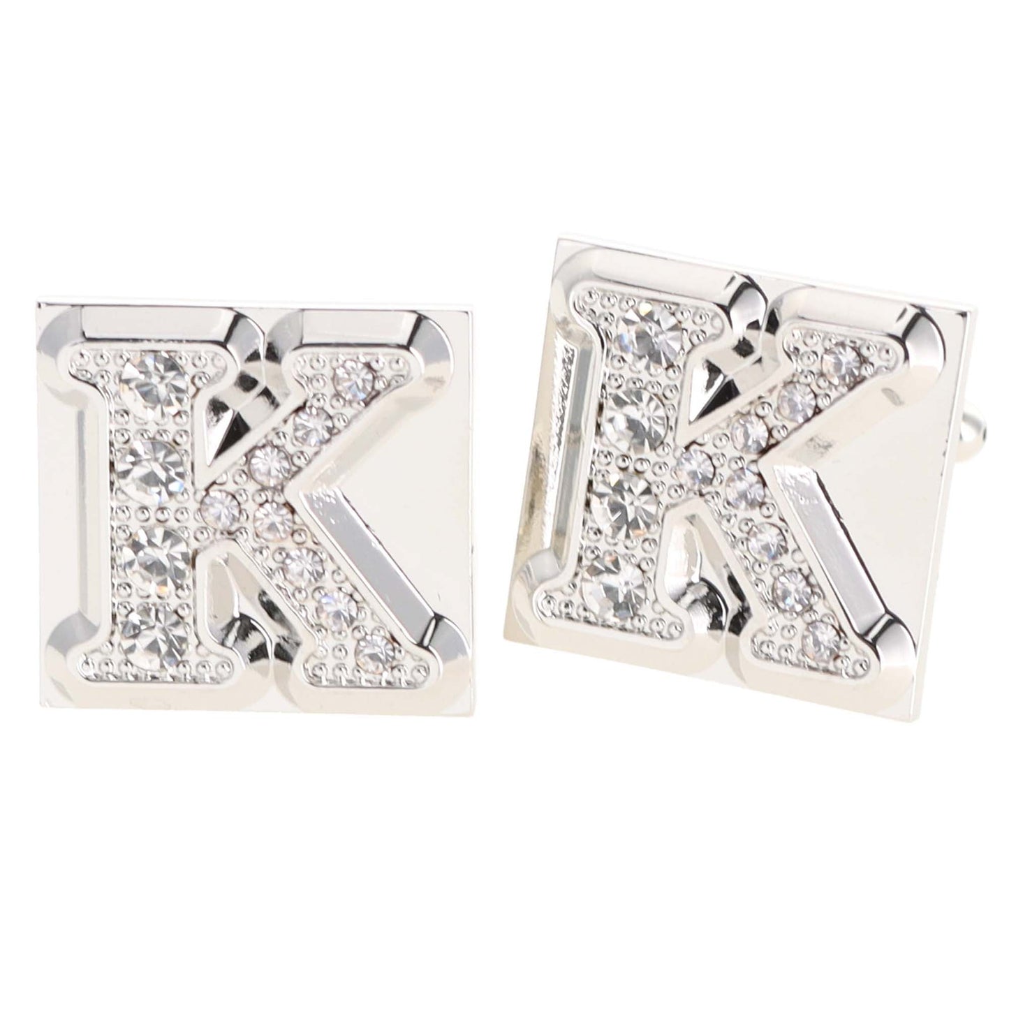 Vittorio Vico Rhinestone Initial Cufflinks in Gift Box - Suits You Sir - Silver - K