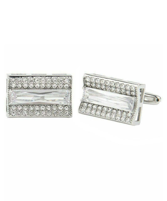 Vittorio Vico Silver Iced Wedding Cufflinks in Gift Box: CL105x Series - Suits You Sir - CL 1051 -