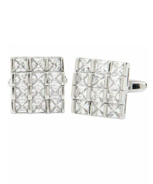 Vittorio Vico Silver Iced Wedding Cufflinks in Gift Box: CL105x Series - Suits You Sir - CL 1052 -