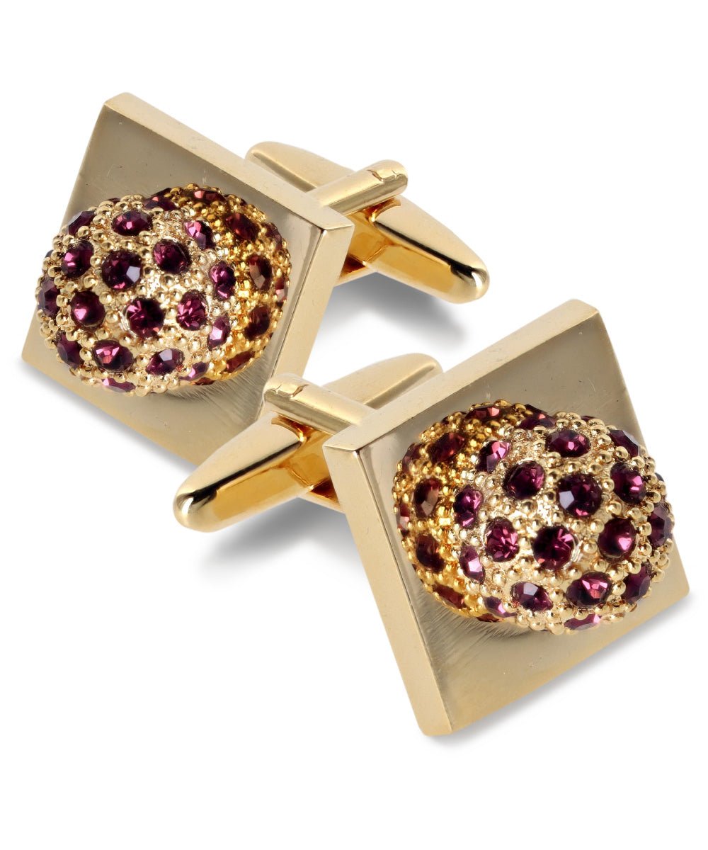 Vittorio Vico Studded Colorstone Crystal Flower Cufflinks: CL12XX Series - Suits You Sir - Purple and Gold -