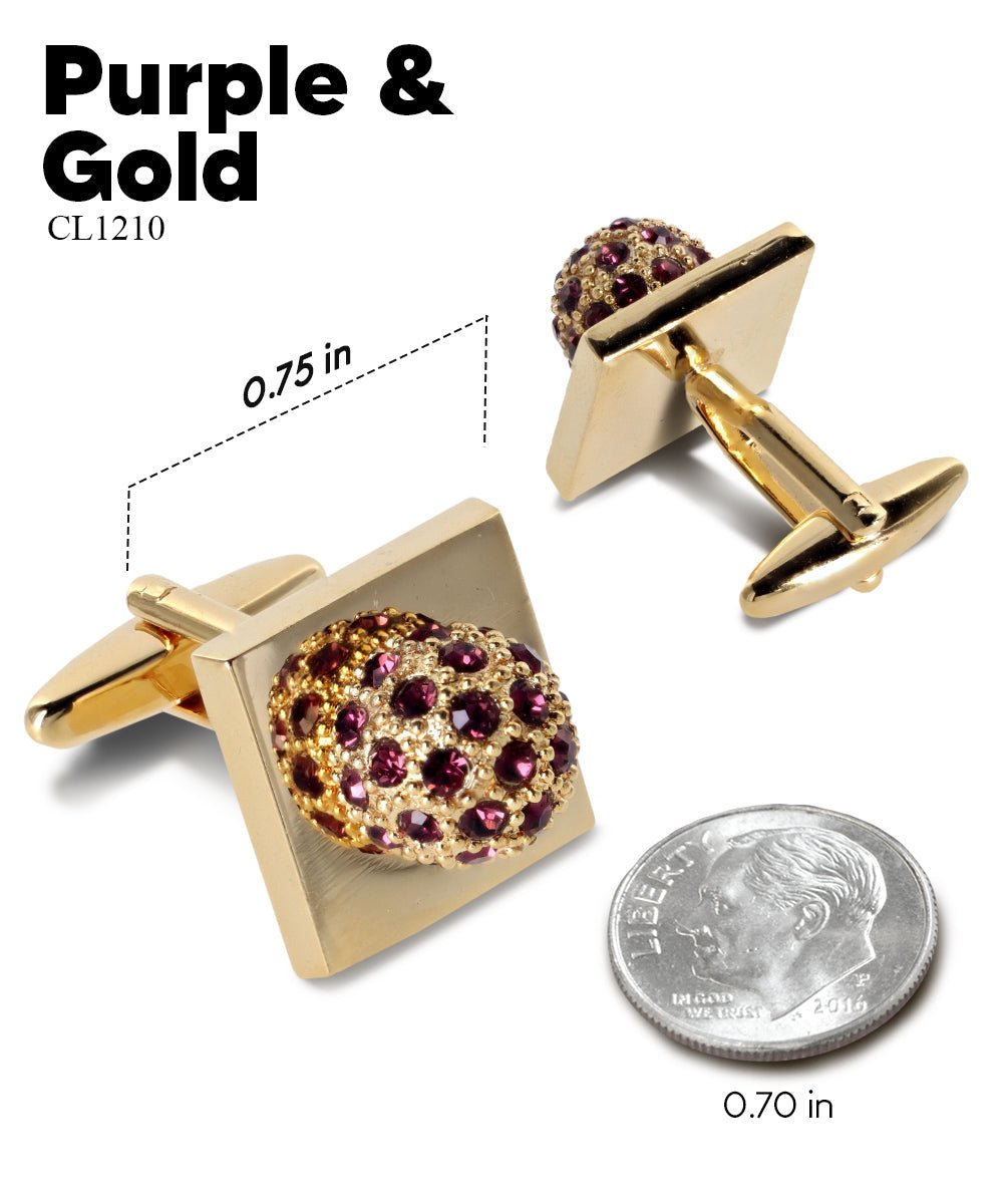 Vittorio Vico Studded Colorstone Crystal Flower Cufflinks: CL12XX Series - Suits You Sir - Purple and Gold -