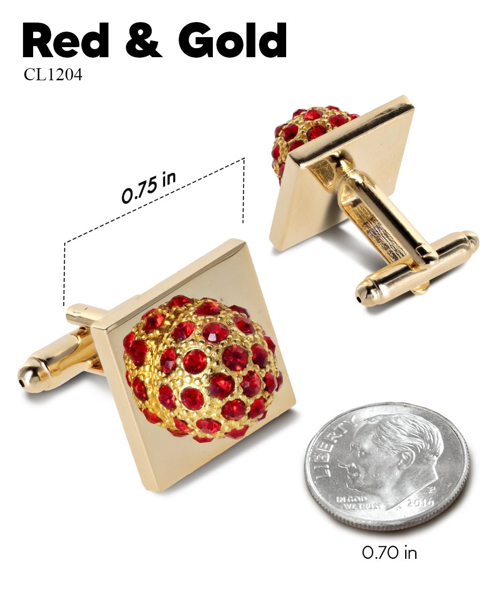 Vittorio Vico Studded Colorstone Crystal Flower Cufflinks: CL12XX Series - Suits You Sir - Red and Gold -