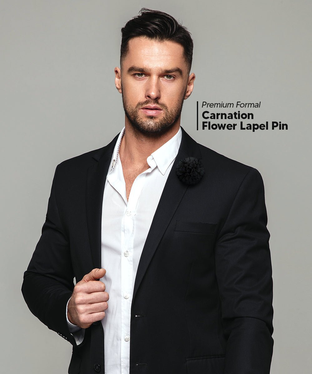 Vittorio Vico Unisex Carnation Flower Lapel Pin - Suits You Sir - Black -
