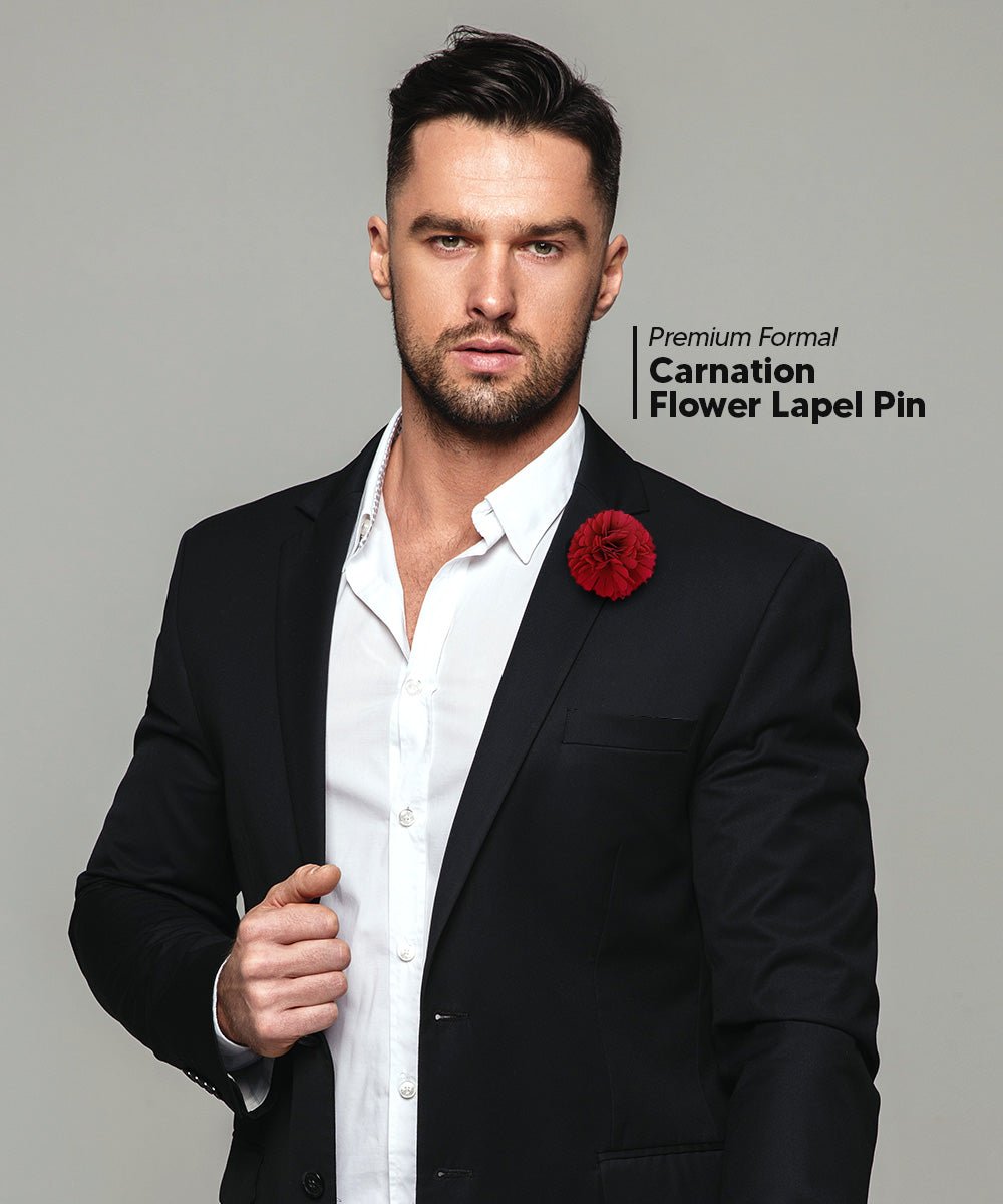 Vittorio Vico Unisex Carnation Flower Lapel Pin - Suits You Sir - Burgundy -
