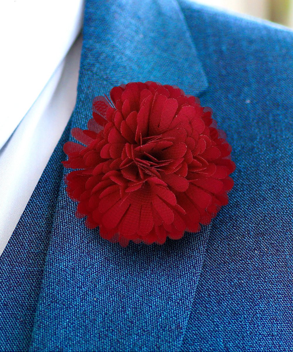 Vittorio Vico Unisex Carnation Flower Lapel Pin - Suits You Sir - Burgundy -