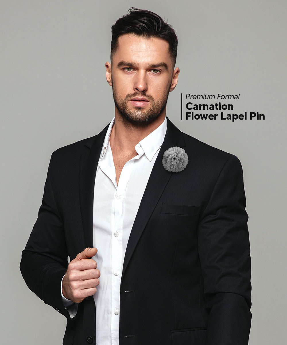 Vittorio Vico Unisex Carnation Flower Lapel Pin - Suits You Sir - Gray -