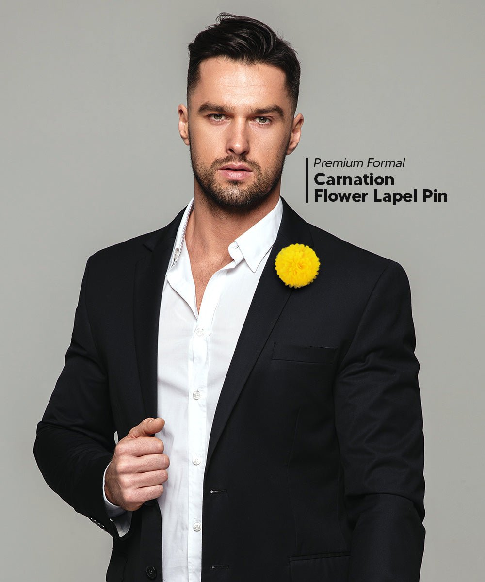 Vittorio Vico Unisex Carnation Flower Lapel Pin - Suits You Sir - Maize -