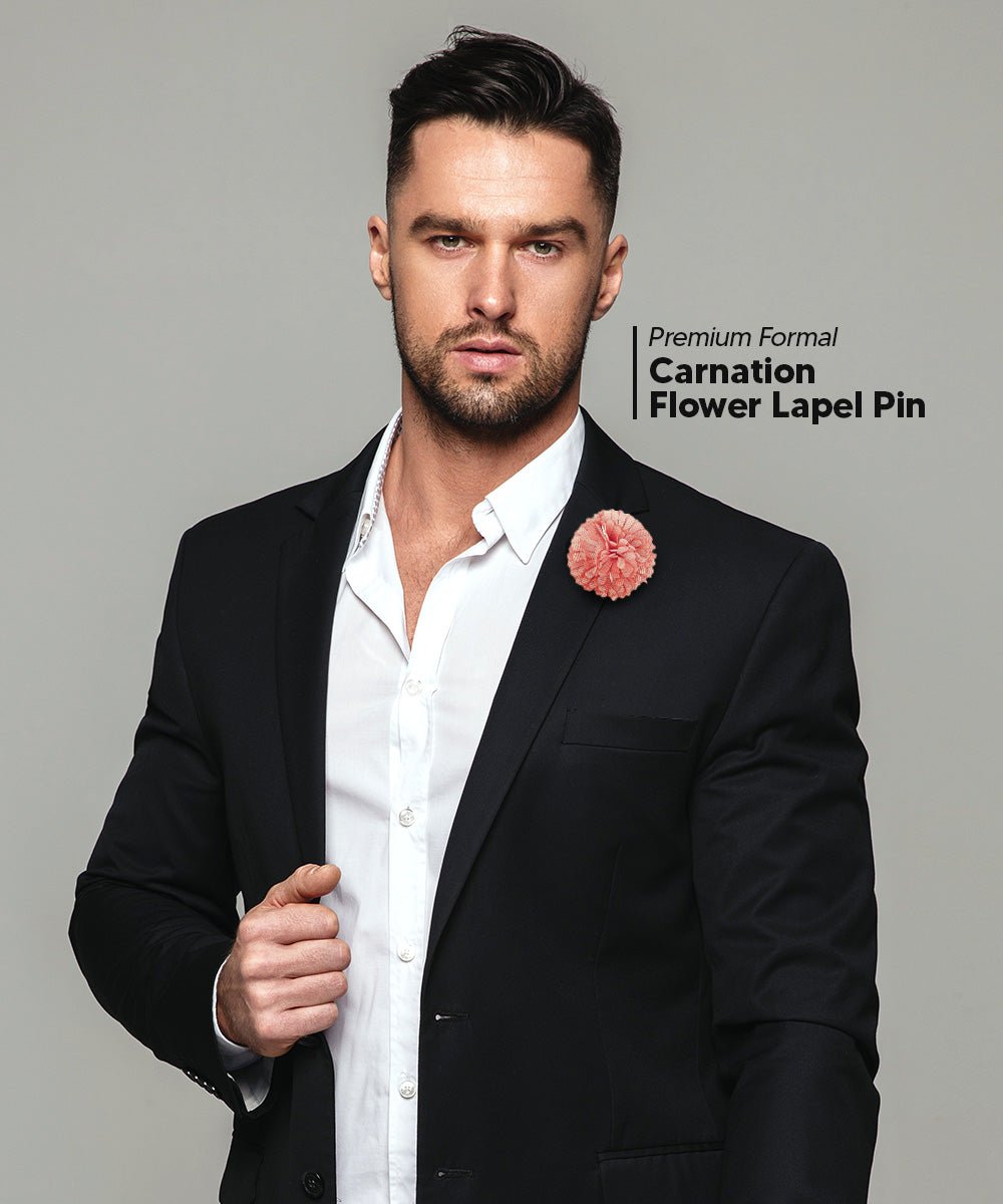 Vittorio Vico Unisex Carnation Flower Lapel Pin - Suits You Sir - Metallic Blush -