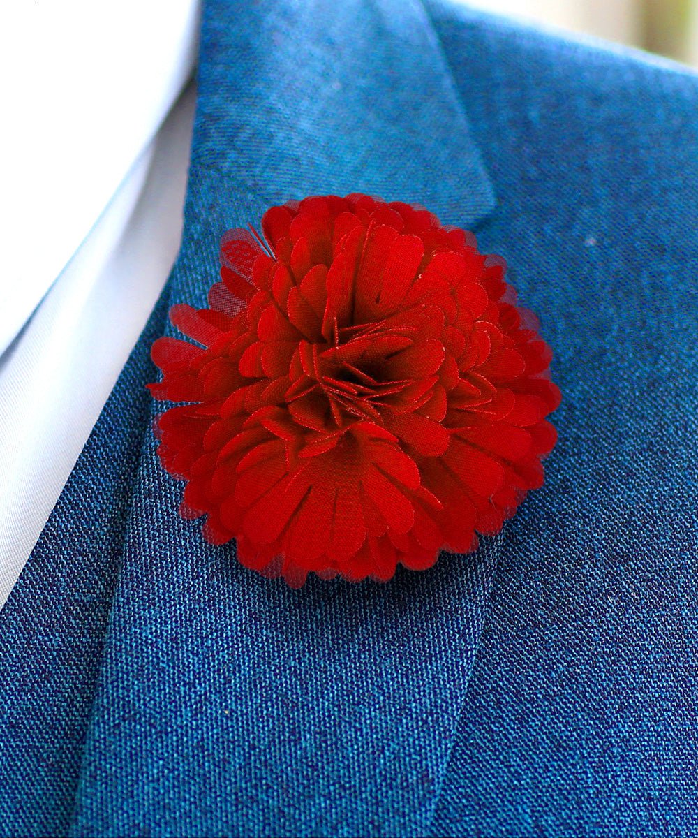 Vittorio Vico Unisex Carnation Flower Lapel Pin - Suits You Sir - Red -