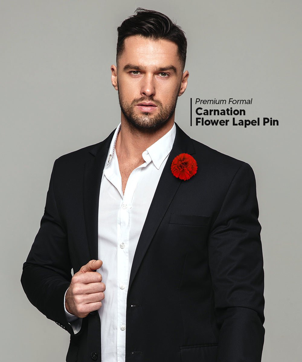 Vittorio Vico Unisex Carnation Flower Lapel Pin - Suits You Sir - Red -