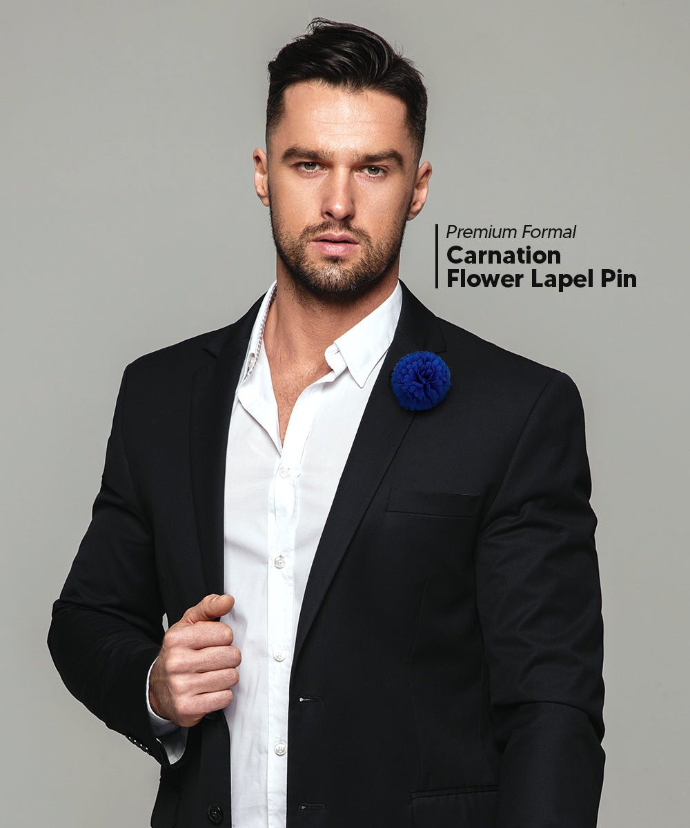 Vittorio Vico Unisex Carnation Flower Lapel Pin - Suits You Sir - Royal Blue -