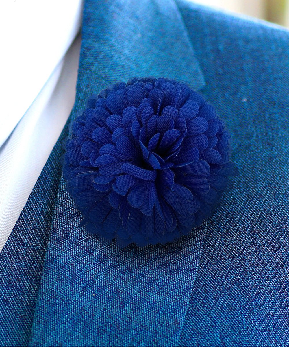Vittorio Vico Unisex Carnation Flower Lapel Pin - Suits You Sir - Royal Blue -