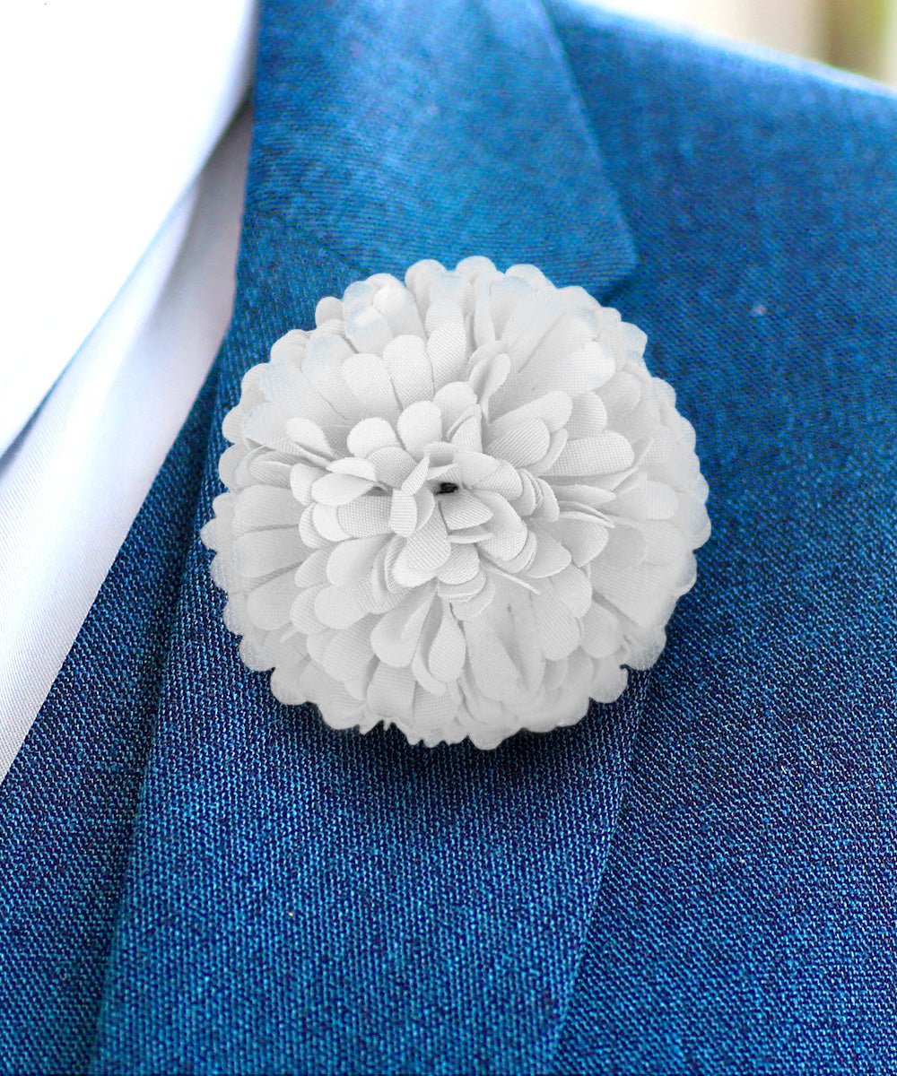 Vittorio Vico Unisex Carnation Flower Lapel Pin - Suits You Sir - White -