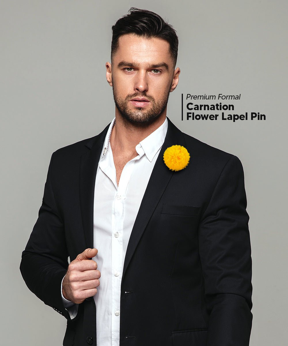 Vittorio Vico Unisex Carnation Flower Lapel Pin - Suits You Sir - Yellow -