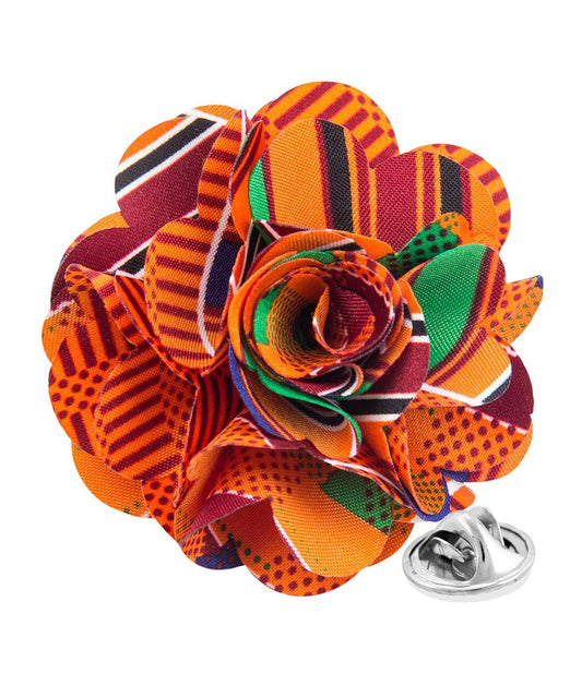 Vittorio Vico Unisex Kente Satin Flower Lapel Pin - Suits You Sir - Kente 1 -