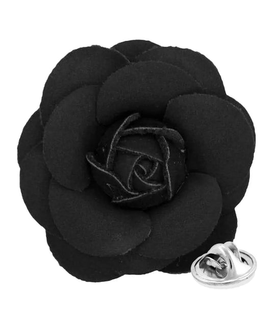 Vittorio Vico Unisex Leather Flower Lapel Pin - Suits You Sir - Black -