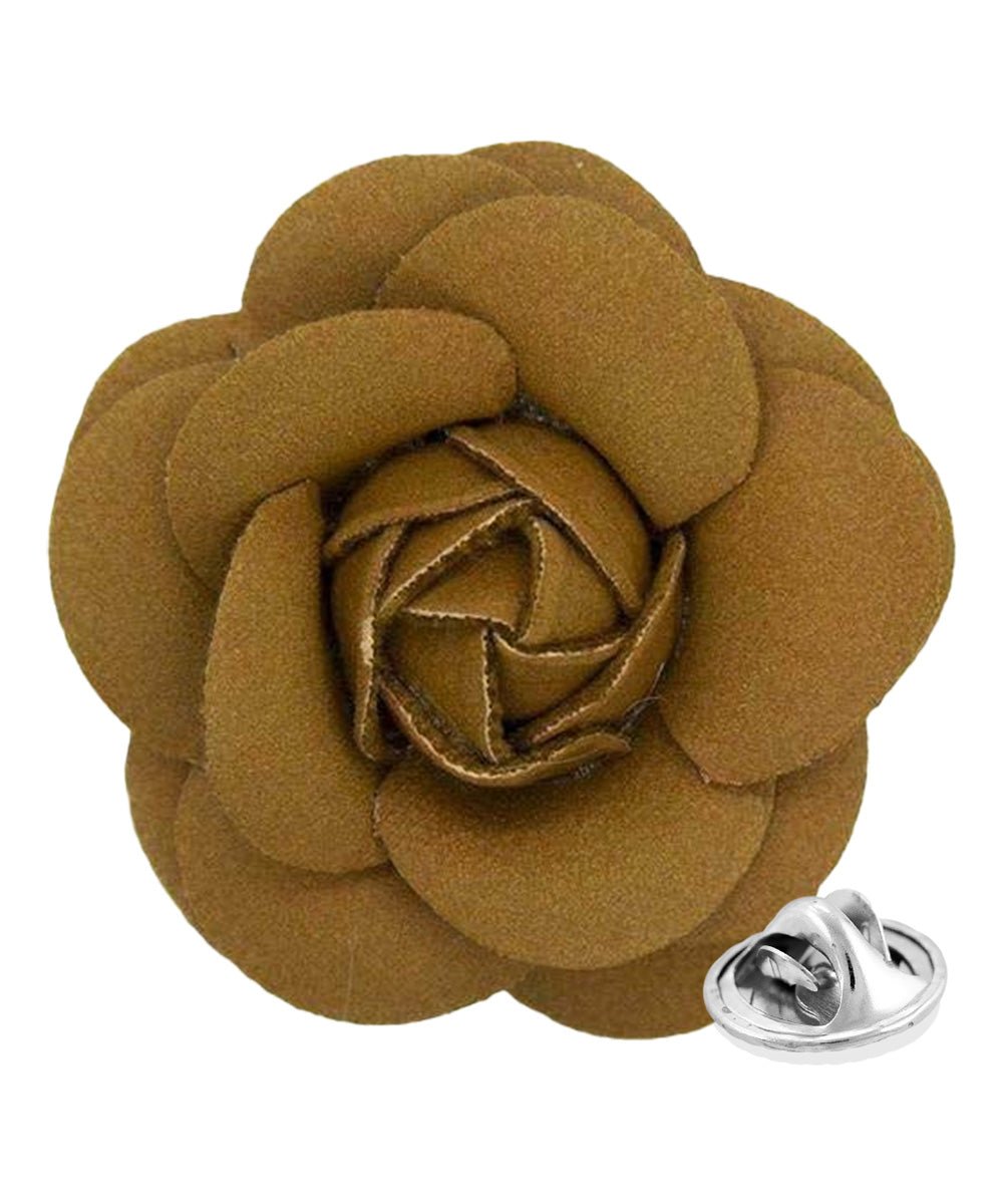 Vittorio Vico Unisex Leather Flower Lapel Pin - Suits You Sir - Brown -