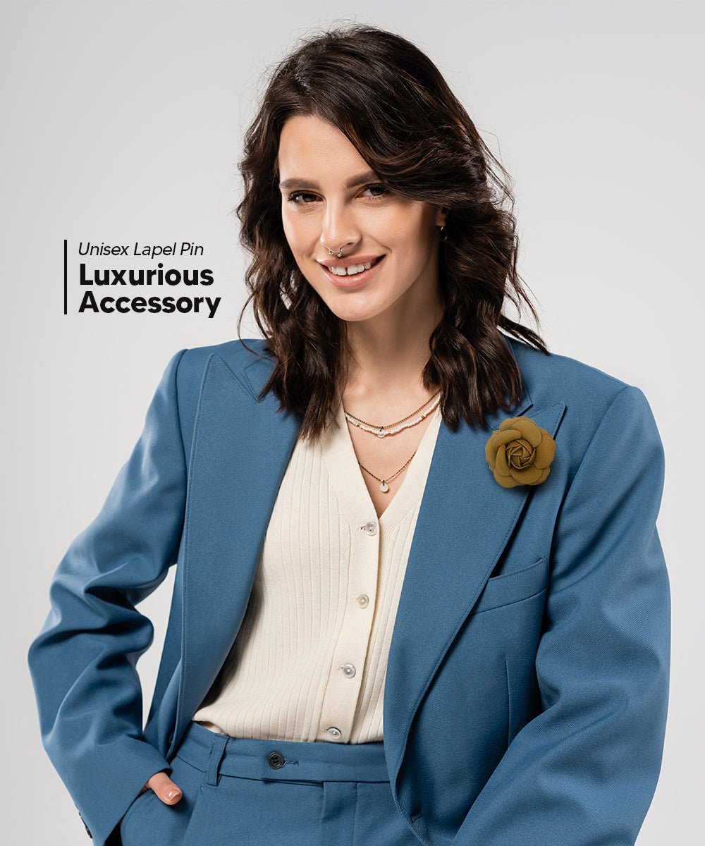 Vittorio Vico Unisex Leather Flower Lapel Pin - Suits You Sir - Brown -