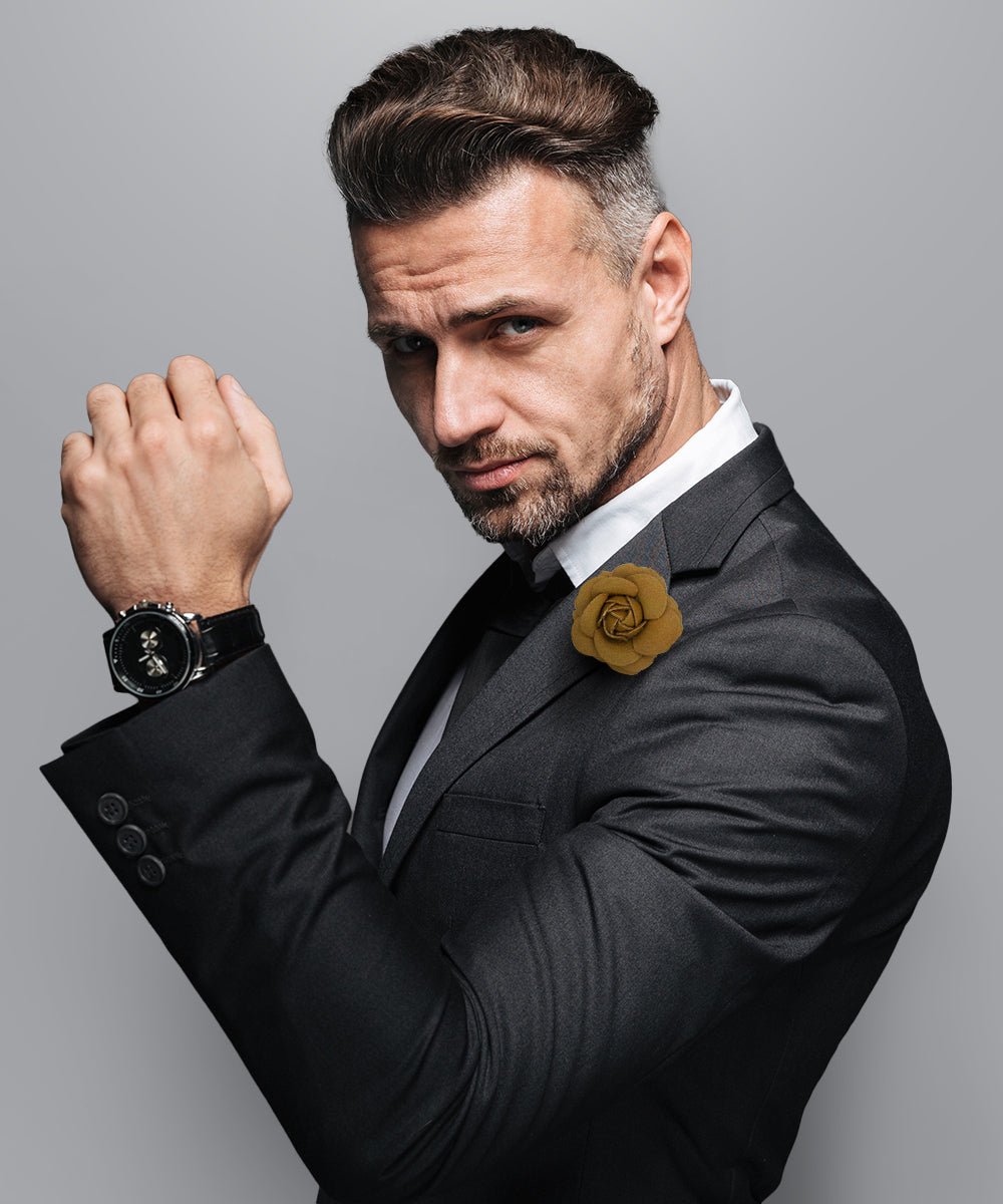 Vittorio Vico Unisex Leather Flower Lapel Pin - Suits You Sir - Brown -