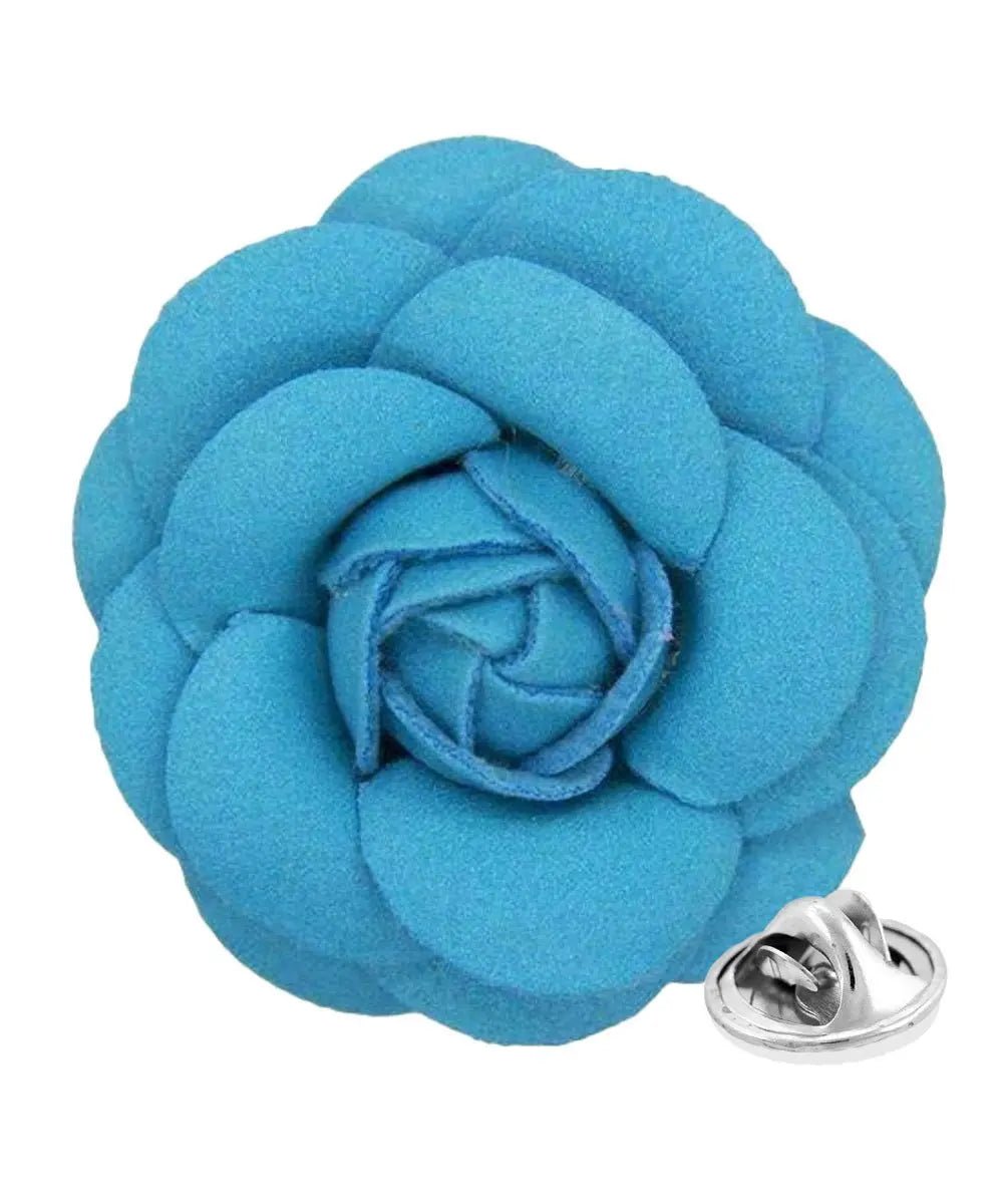 Vittorio Vico Unisex Leather Flower Lapel Pin - Suits You Sir - Turquoise -