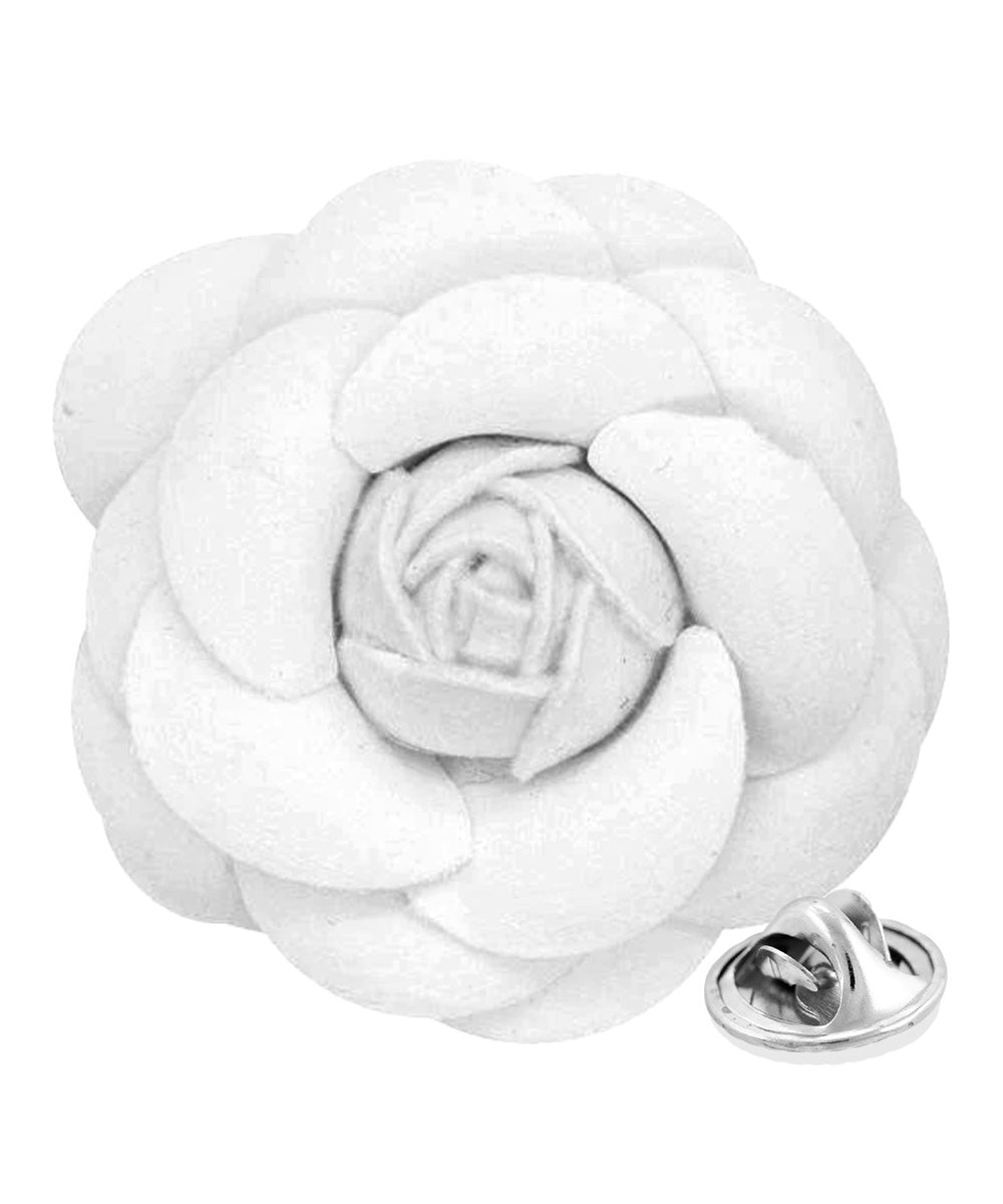 Vittorio Vico Unisex Leather Flower Lapel Pin - Suits You Sir - White -