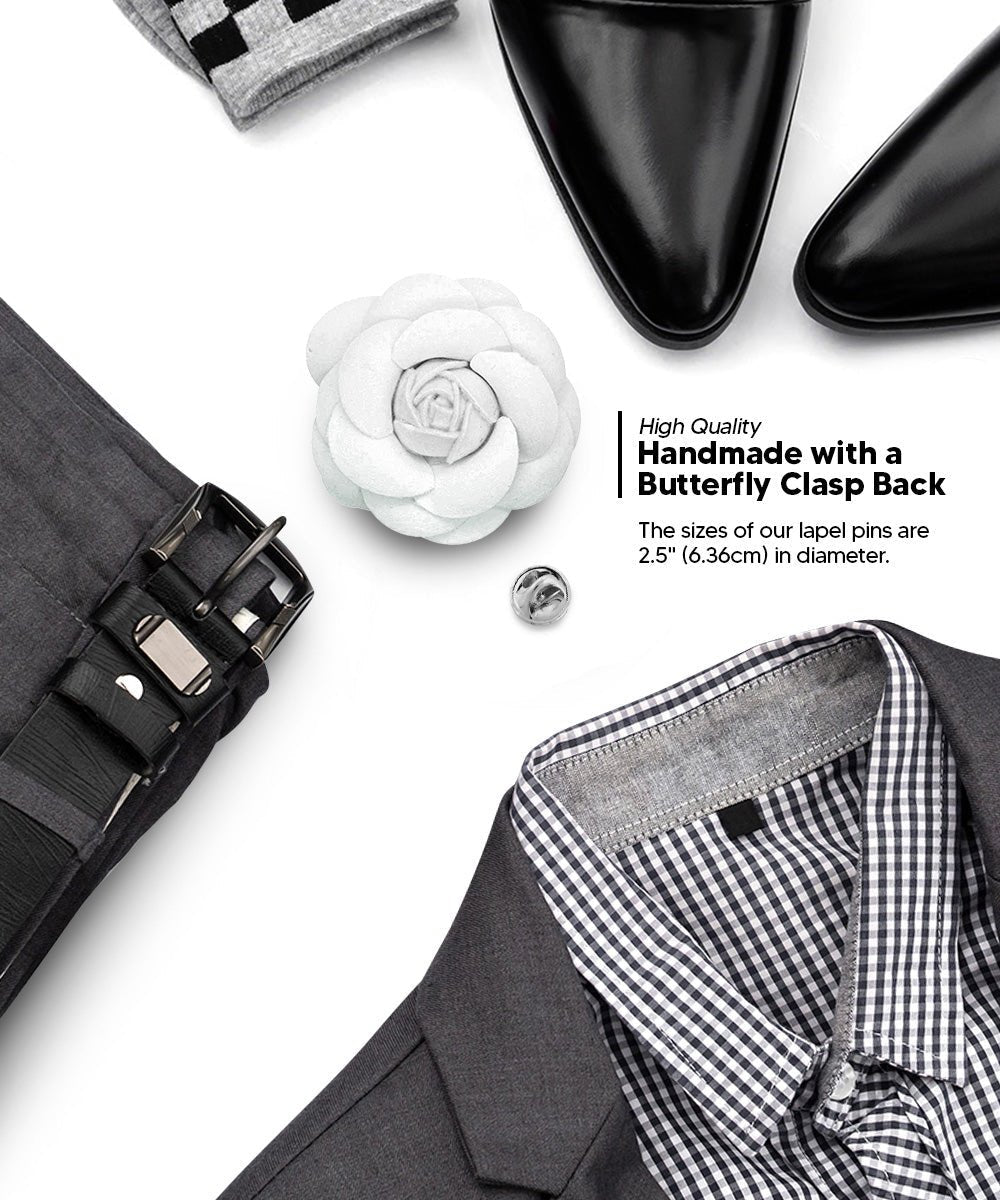 Vittorio Vico Unisex Leather Flower Lapel Pin - Suits You Sir - White -