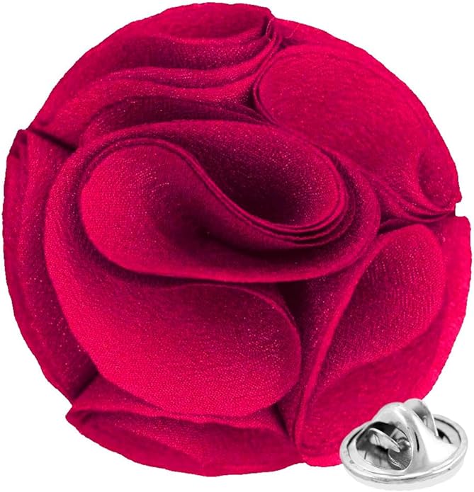 Vittorio Vico Unisex Rose Flower Lapel Pin - Suits You Sir - Hot Pink -
