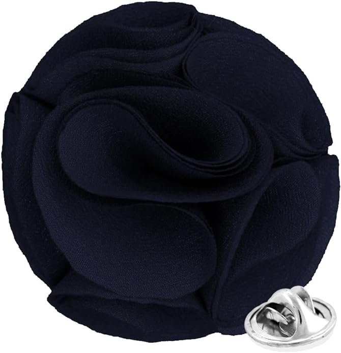 Vittorio Vico Unisex Rose Flower Lapel Pin - Suits You Sir - Navy Blue -
