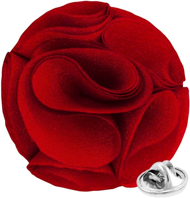 Vittorio Vico Unisex Rose Flower Lapel Pin - Suits You Sir - Red -