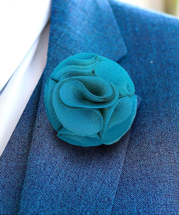 Vittorio Vico Unisex Rose Flower Lapel Pin - Suits You Sir - Turquoise -
