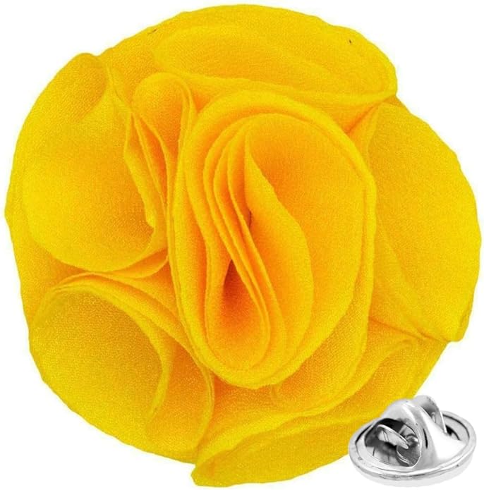 Vittorio Vico Unisex Rose Flower Lapel Pin - Suits You Sir - Yellow -