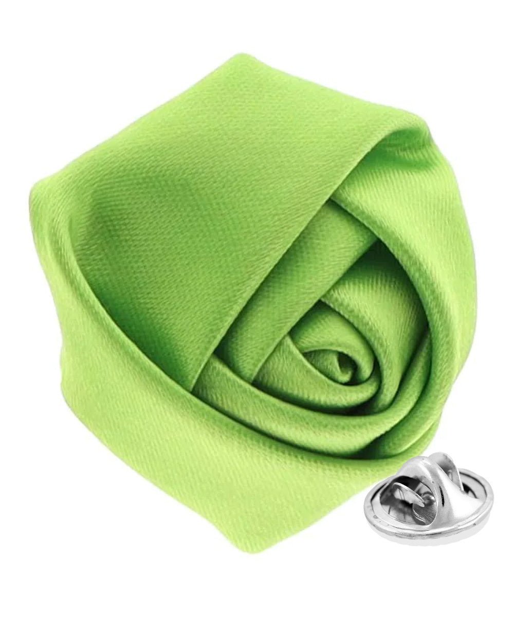 Vittorio Vico Unisex Satin Rose Bud Flower Lapel Pin - Suits You Sir - Lime Green -
