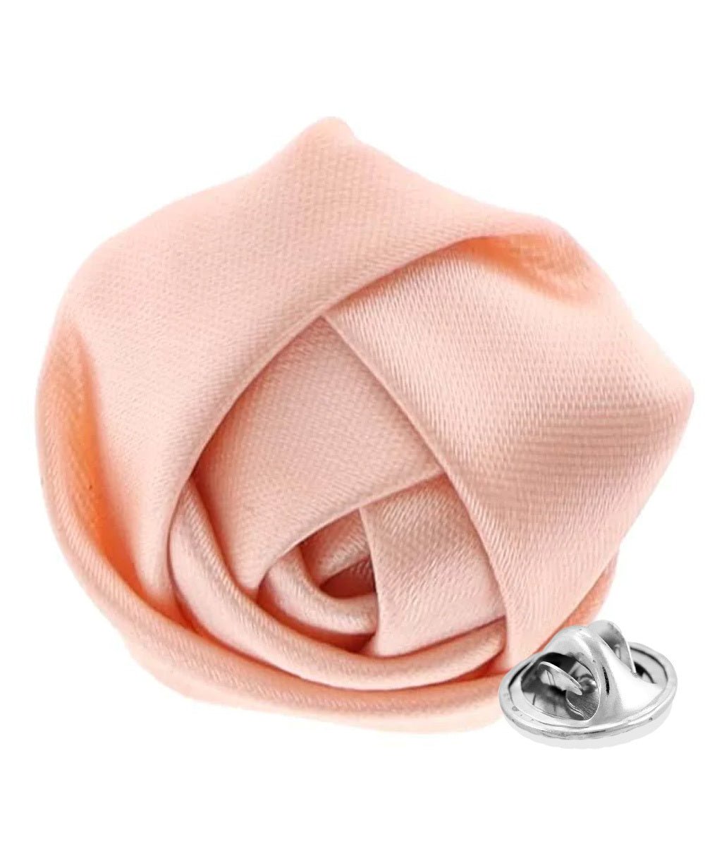 Vittorio Vico Unisex Satin Rose Bud Flower Lapel Pin - Suits You Sir - Peach -