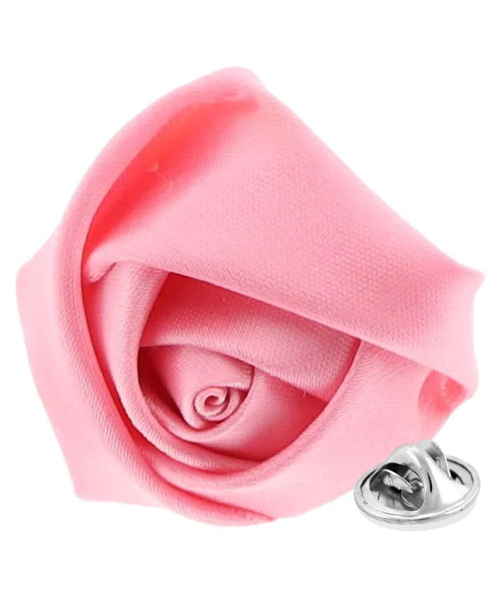 Vittorio Vico Unisex Satin Rose Bud Flower Lapel Pin - Suits You Sir - Pink -