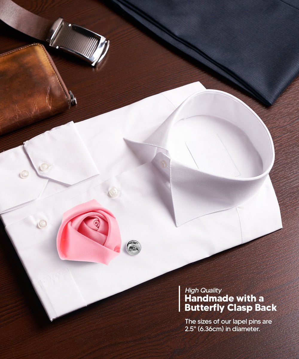 Vittorio Vico Unisex Satin Rose Bud Flower Lapel Pin - Suits You Sir - Pink -