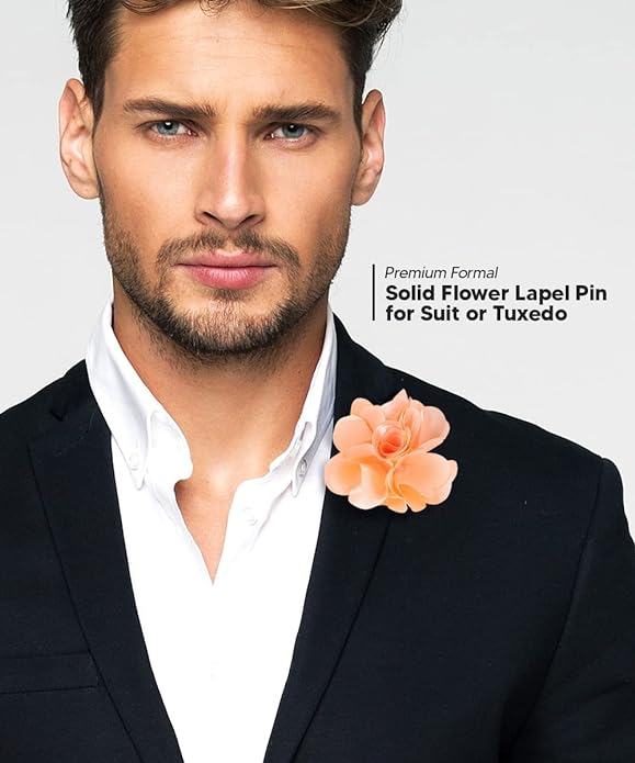 Vittorio Vico Unisex Satin Solid Flower Lapel Pin - Suits You Sir - Blush -