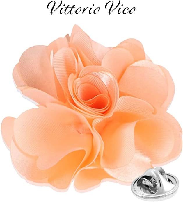 Vittorio Vico Unisex Satin Solid Flower Lapel Pin - Suits You Sir - Blush -