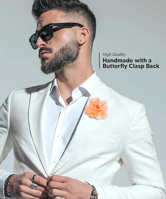 Vittorio Vico Unisex Satin Solid Flower Lapel Pin - Suits You Sir - Blush -