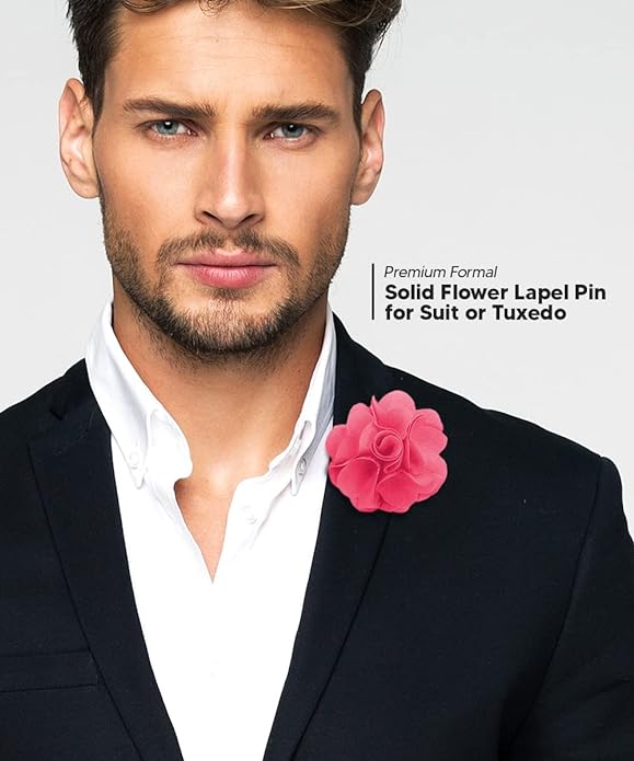 Vittorio Vico Unisex Satin Solid Flower Lapel Pin - Suits You Sir - Bubblegum Pink -