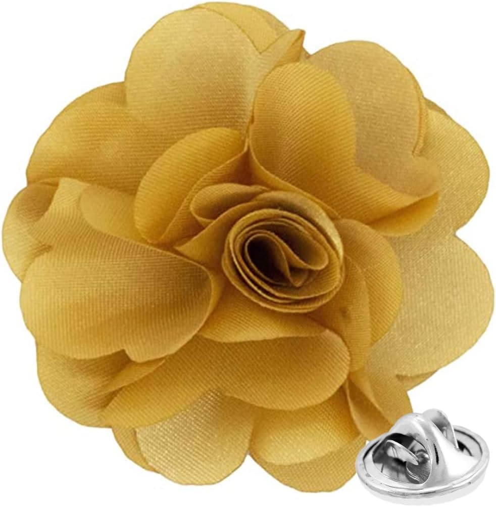Vittorio Vico Unisex Satin Solid Flower Lapel Pin - Suits You Sir - Gold -