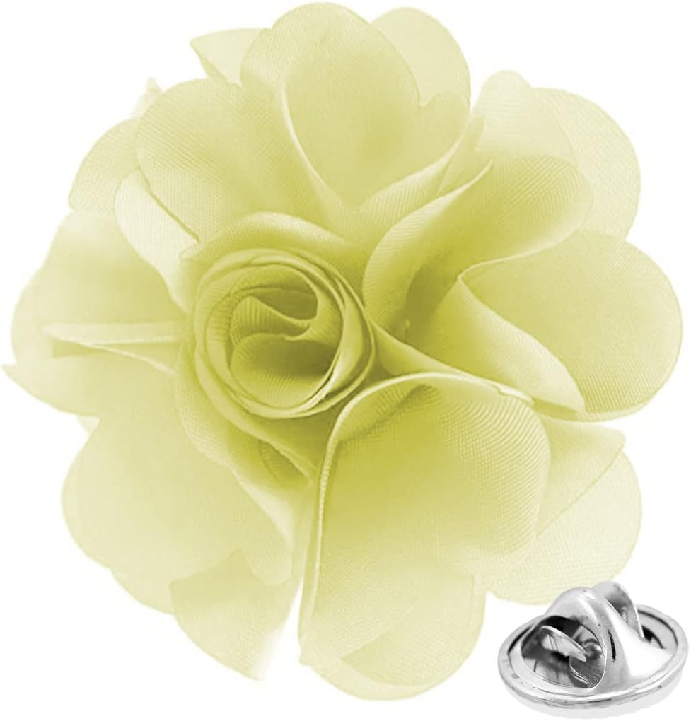 Vittorio Vico Unisex Satin Solid Flower Lapel Pin - Suits You Sir - Ivory -