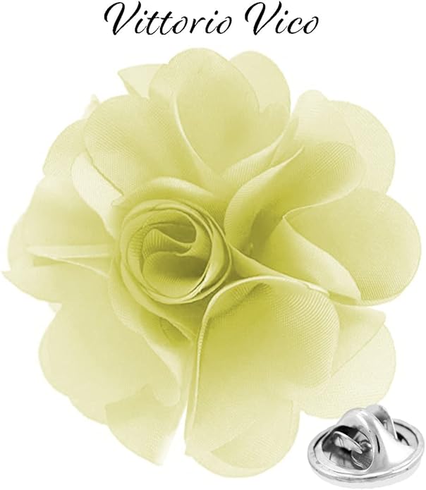 Vittorio Vico Unisex Satin Solid Flower Lapel Pin - Suits You Sir - Ivory -