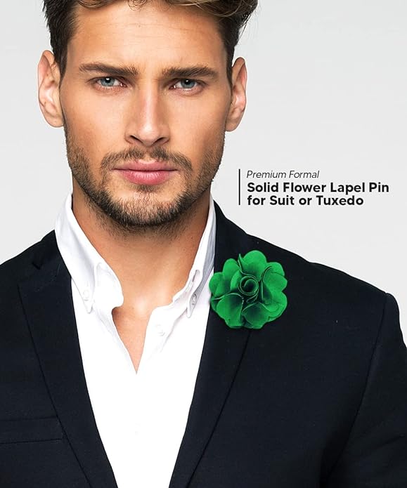 Vittorio Vico Unisex Satin Solid Flower Lapel Pin - Suits You Sir - Kelly Green -