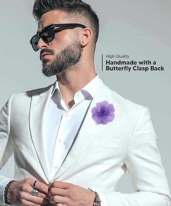 Vittorio Vico Unisex Satin Solid Flower Lapel Pin - Suits You Sir - Lavender -