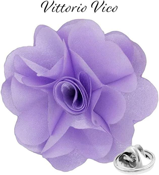 Vittorio Vico Unisex Satin Solid Flower Lapel Pin - Suits You Sir - Lavender -